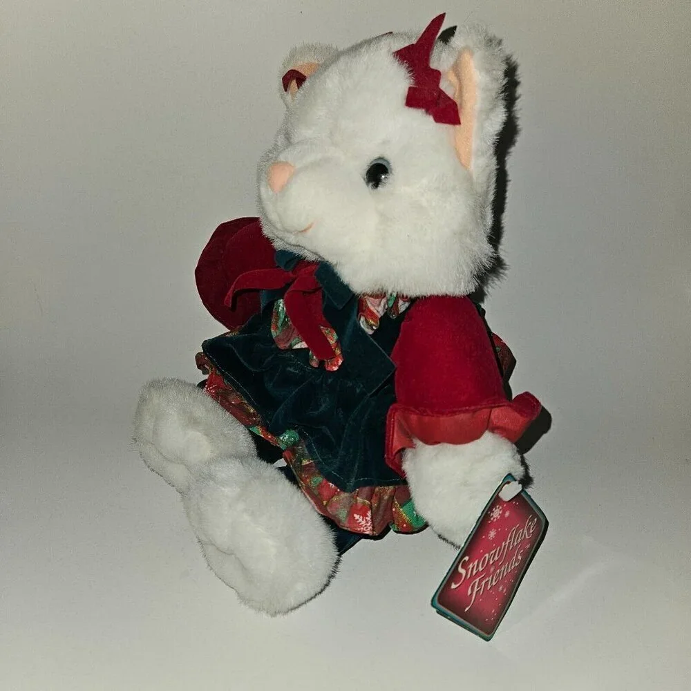 VTG TB Trading Snowflake Friends White Cat Plush 9